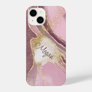 Coque Pour iPhone 14 Abstraite Bourgogne rose Or Laced