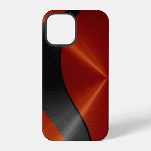 Coque iPhone 12 Pro Acier inoxydable métallisé orange et noir