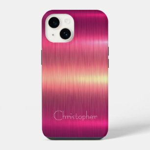 Coque Pour iPhone 14 Acier inoxydable rose et argent en titane Imprimer