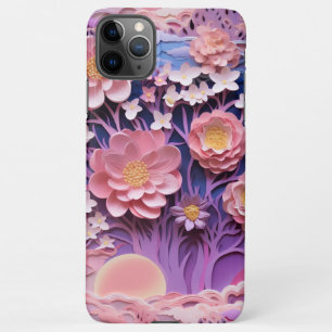 Coque iPhone 11Pro Max Adorable Pink Purple Pastel Floral Cutout Motif