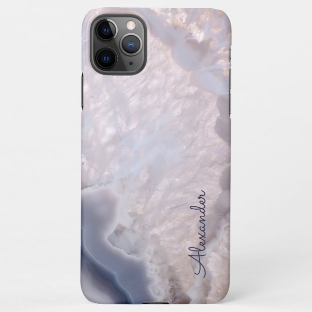 Coque iPhone Agate personnalisé Nom manuscrit tendance moderne (Dos)