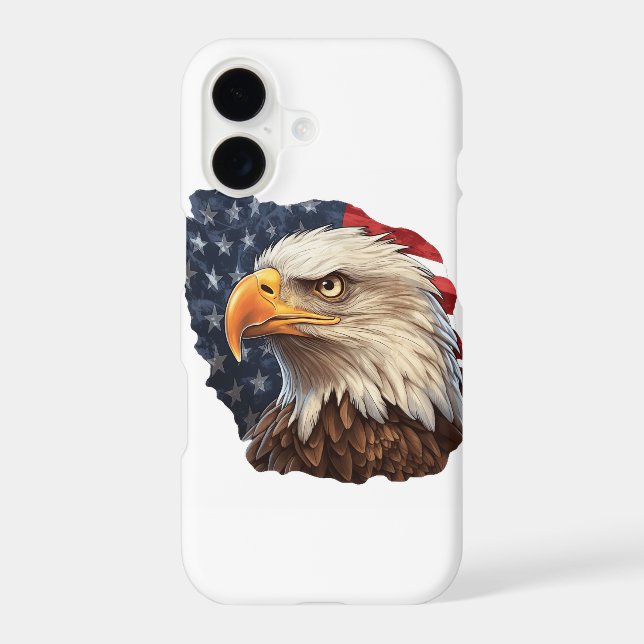 Coque iPhone Aigle à drapeau américain (Verso)