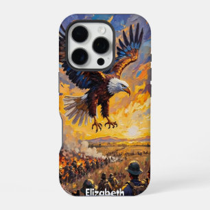 Coque iPhone 16 Pro Aigle Gardien, bataille du coucher du soleil