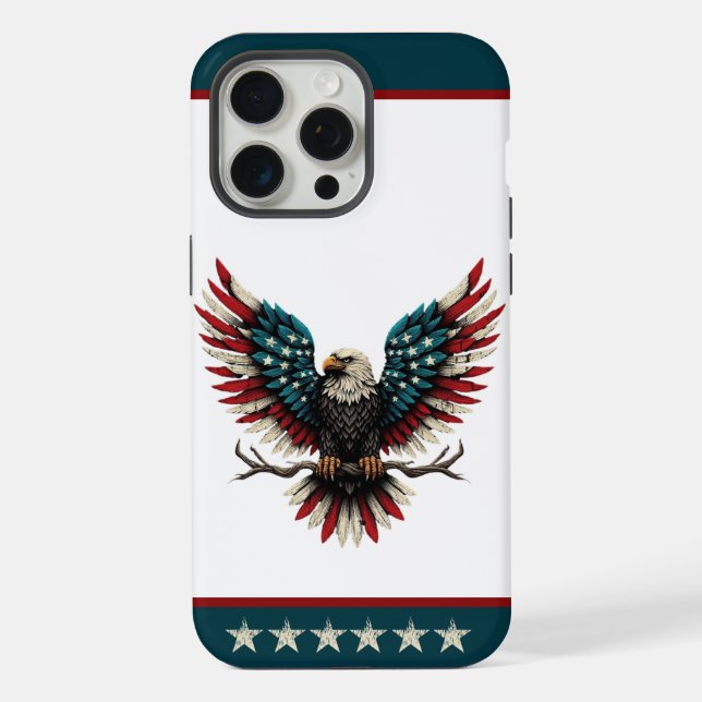 Coque iPhone Aigle rustique patriotique américain/américain cha (Verso)