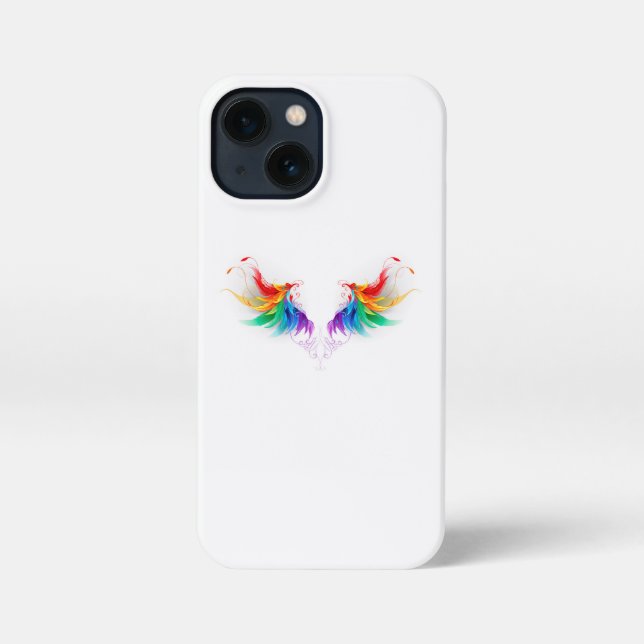 Coque iPhone Ailes fluffy arc-en-ciel (Verso)