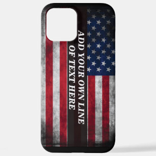 Coque iPhone 12 Pro Max Ajouter votre texte sur le drapeau américain
