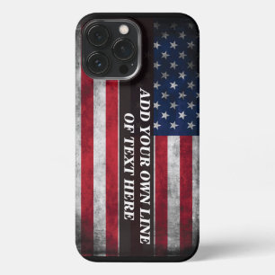 Etui iPhone 13 Pro Max Ajoutez votre texte sur le drapeau américain 