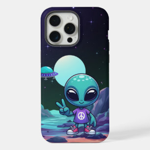 Alien de paix mignon et vaisseau spatial