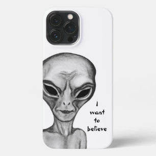 Etui iPhone 13 Pro Max Alien gris, je veux croire