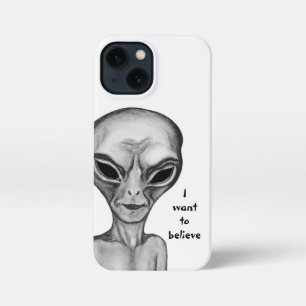 Etui iPhone 13 Mini Alien gris, je veux croire