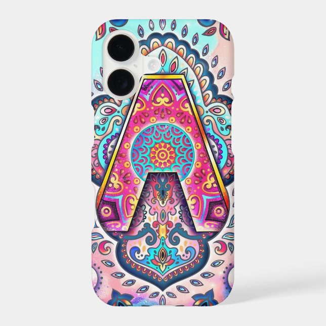 Coque iPhone Alphabet A mandala (Verso)