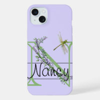 alphabet monogramme N Lavender Eucalyptus Dragonfl