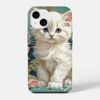 Alphonse Mucha Style Chat blanc