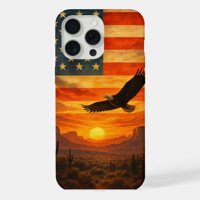 Coque iPhone American Pride au coucher du soleil (Verso)