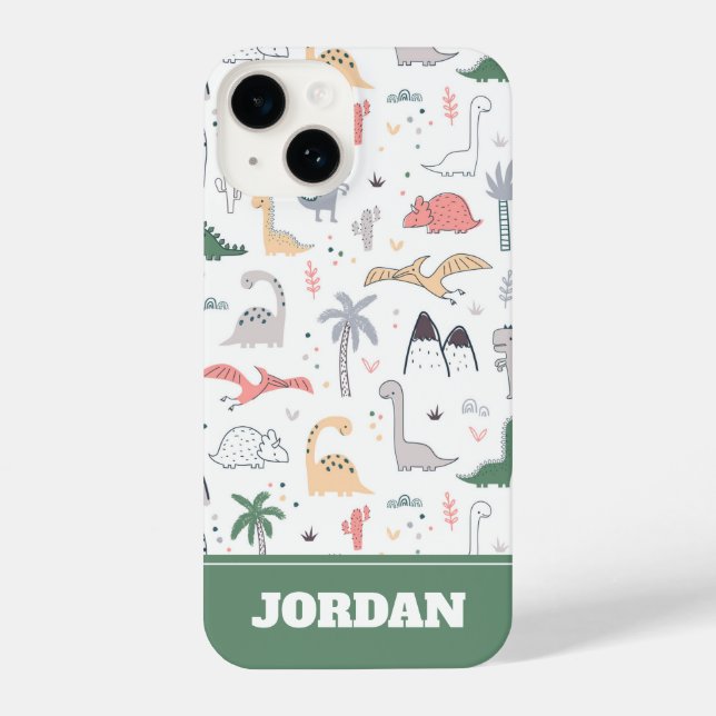 Coque iPhone Amusant Pastel Dinosaur Motif de scène (Verso)