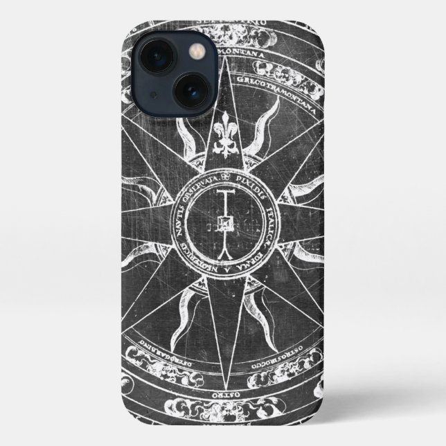 Coque iPhone Ancien Rose Compass (Verso)