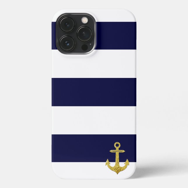 Coque iPhone Ancrage or rayures nautiques  (Verso)