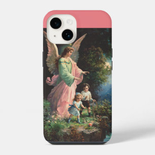 Coque Pour iPhone 14 Ange gardien protégeant des enfants près d'une cor