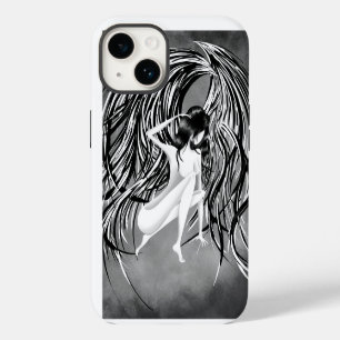 Coque Pour iPhone 14 Ange Tombé Gris Monochrome 