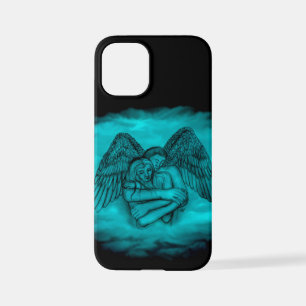 Coque iPhone 12 Mini Angel Eros en amour dans le design noir et vert