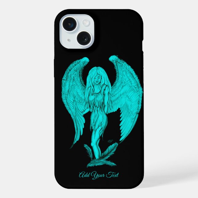 Coque iPhone Angel, Noir et Vert design (Verso)