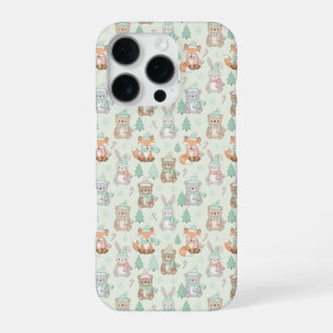 Coque iPhone 16 Pro Animaux de Noël mignons motif sans couture