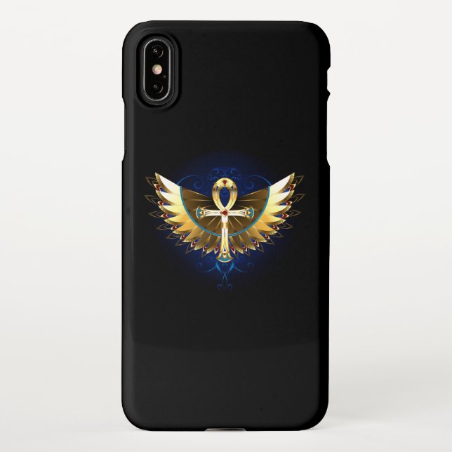 Coque iPhone Ankh or avec ailes (Dos)