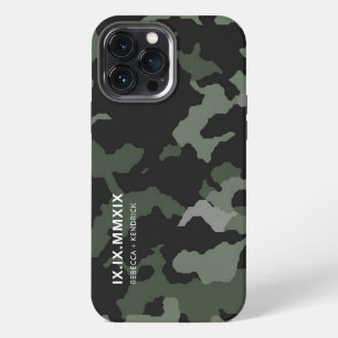 Etui iPhone 13 Pro Max Anniversaire des chiffres romains date jumelée