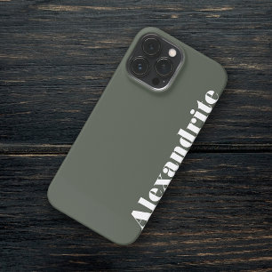 Etui iPhone 13 Pro Max Anniversaire moderne Sage Vert Blanc Nom