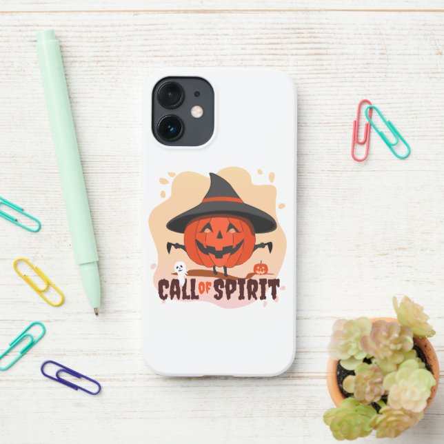 Coque iPhone Appel de l'Esprit d'Halloween (Sur le bureau)
