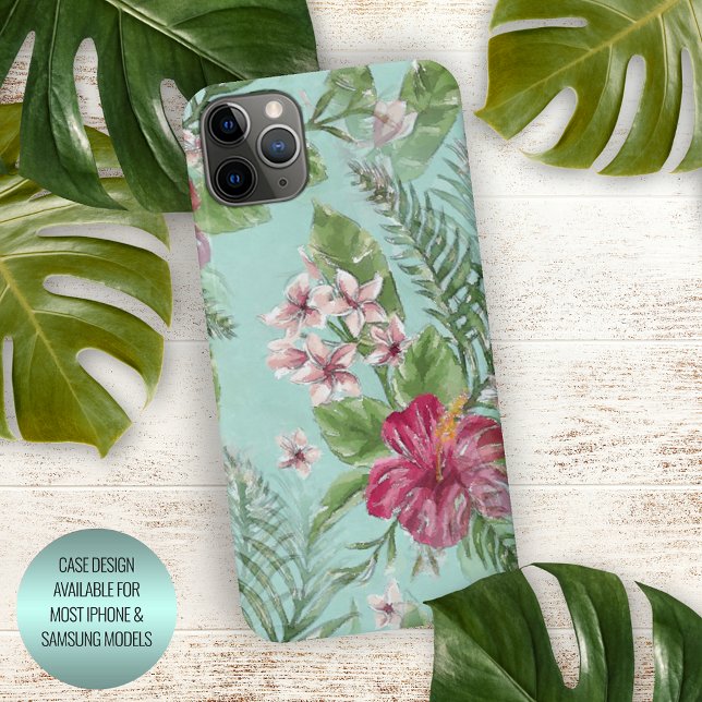 Coque iPhone Aqua Turquoise Blue Green Rose Floral Art Motif (Créateur téléchargé)