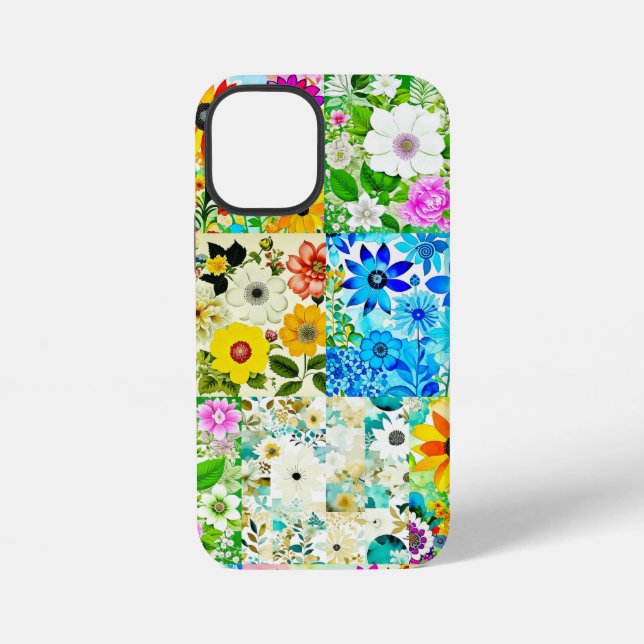 Coque iPhone Aquarelle Art Patchwork Floral Fleurs (Verso)