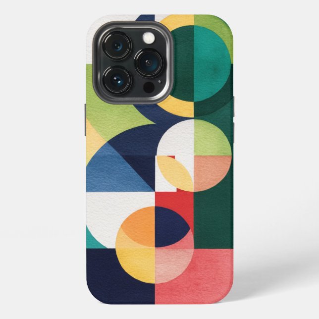 Coque iPhone Aquarelle Bauhaus - Boîtier de téléphone vert géom (Dos)