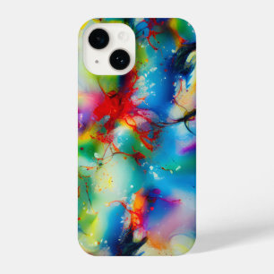 Coque Pour iPhone 14 Aquarelle bleu rouge jaune vert Abstraction