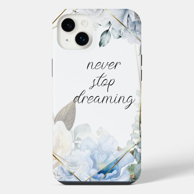 Coque iPhone Aquarelle bleue inspirante (Verso)
