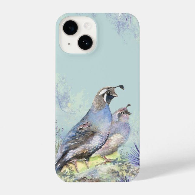 Coque iPhone Aquarelle Californie Quail Bird Nature Art (Verso)