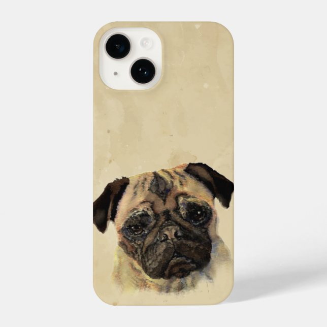 Coque iPhone Aquarelle d'art animal animal de chien de chien mi (Verso)