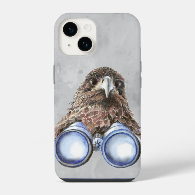 Coque iPhone Aquarelle Hawk Observation d'oiseaux Observation d (Verso)