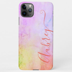Coque iPhone 11Pro Max Aquarelle Marbre Ombre Couleur Dégradé Pastel Nom