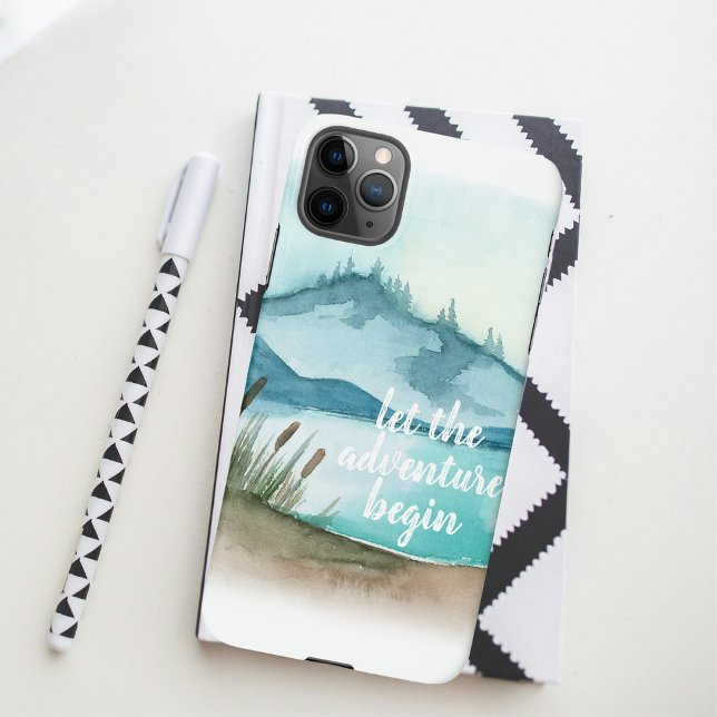 Coque iPhone Aquarelle moderne Nature Commençons l'aventure (Créateur téléchargé)