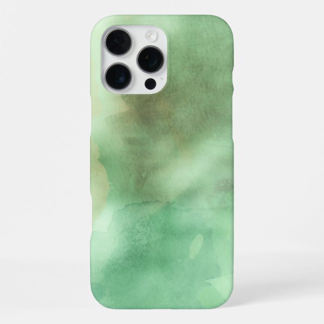 Coque iPhone Aquarelle Moderne Noir & Vert Brossé  (Verso)