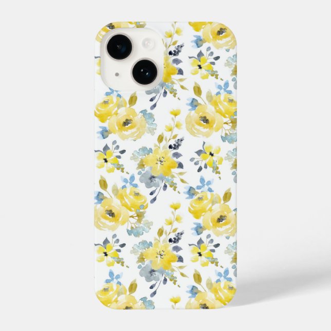 Coque iPhone Aquarelle Motif Floral Jaune (Verso)