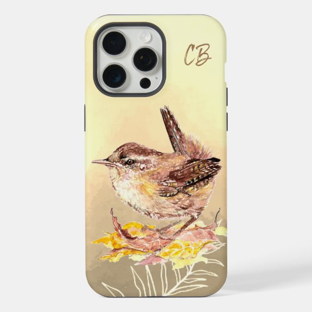Coque iPhone Aquarelle Oiseau Wren Nature Art (Verso)