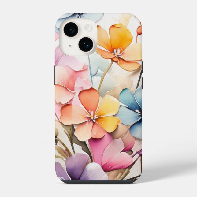 Coque iPhone Aquarelle Peinture de Fleurs. (Verso)