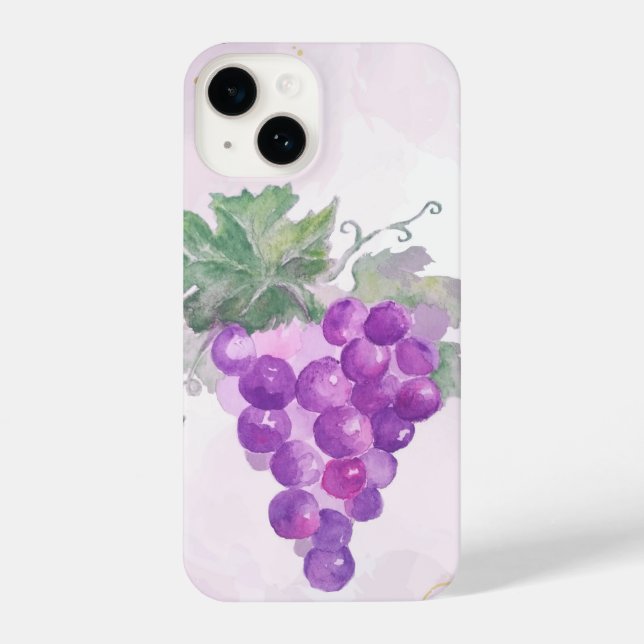 Coque iPhone Aquarelle Raisins Vin Art (Verso)