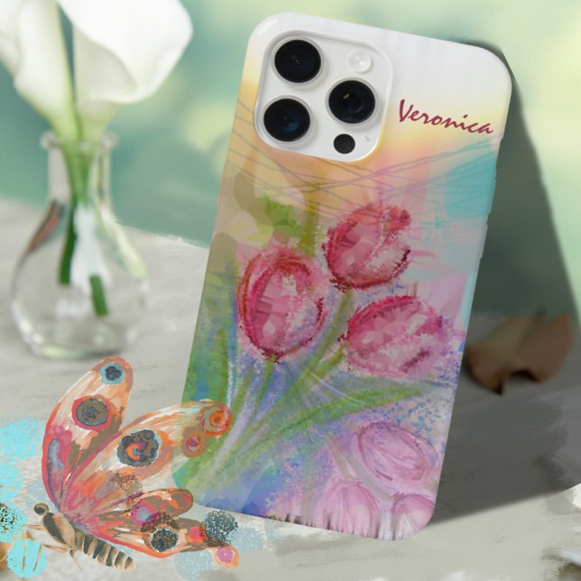Coque iPhone Aquarelle Tulipe rose (Watercolor Pink Tulip iPhone Case)