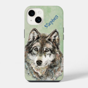 Coque Pour iPhone 14 Aquarelle Wolf Wolf Custom Faune Nature Art