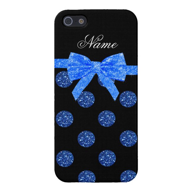 Coque iPhone Arbalète de parties scintillant bleue de nom perso (Dos)