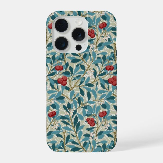 Coque iPhone Arbre à framboises rouges, William Morris (Verso)