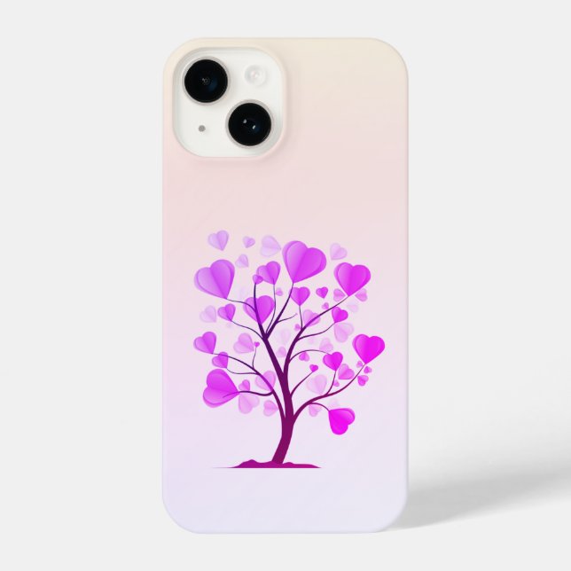 Coque iPhone Arbre d'amour Arbre de coeur Pastel rose Aquarelle (Verso)